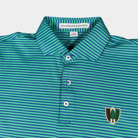 Holderness Bourne Other - Holderness & Bourne Pine Valley Golf Maxwell Polo Shirt Men Green Stripe Top 100